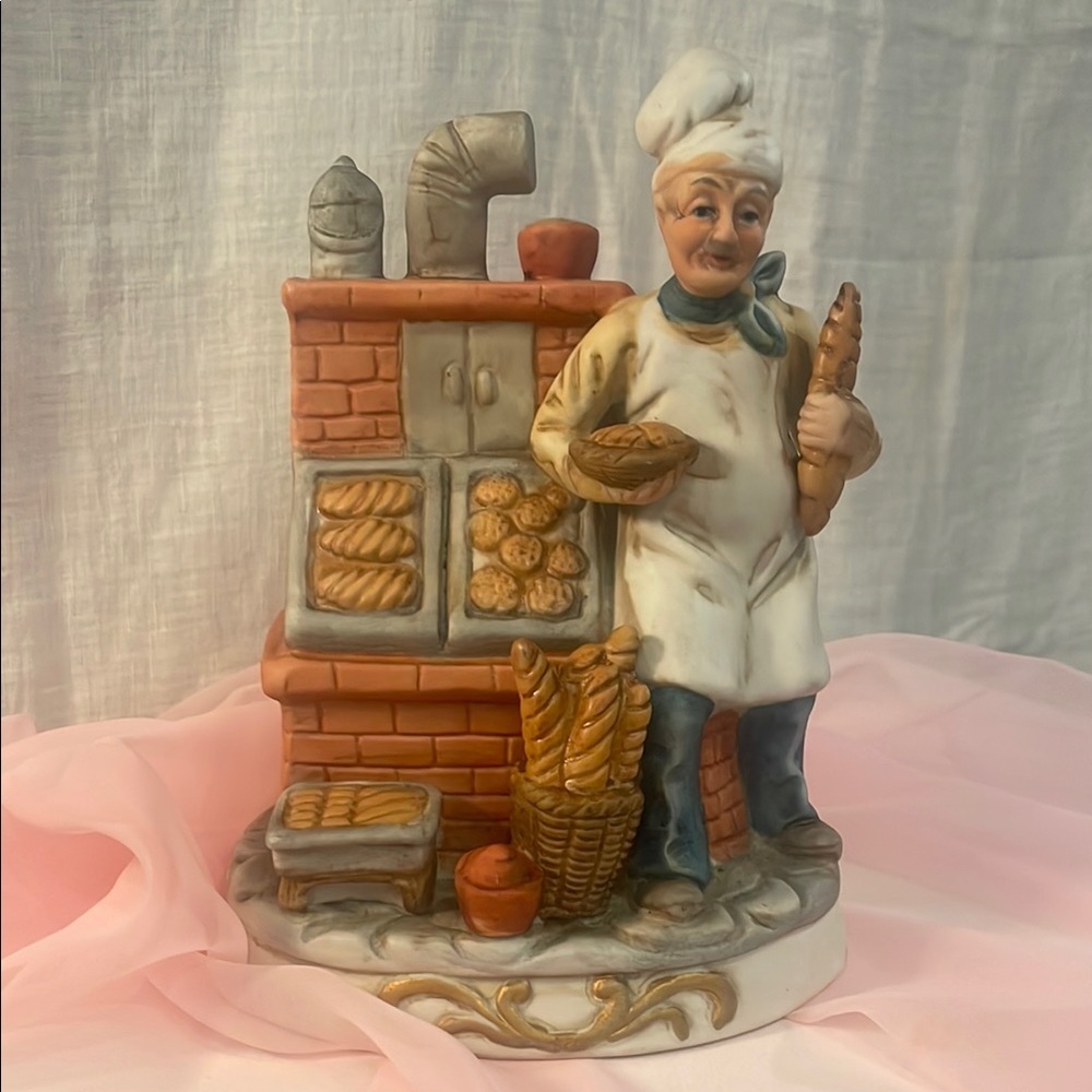 Charming Baker Figurine with Baguettes